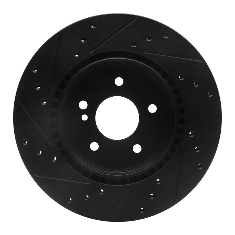 Chrysler Crossfire Brake Rotor (1) - Rear Right - R1 Concepts - Drilled & Slotted - Black - `98-`09